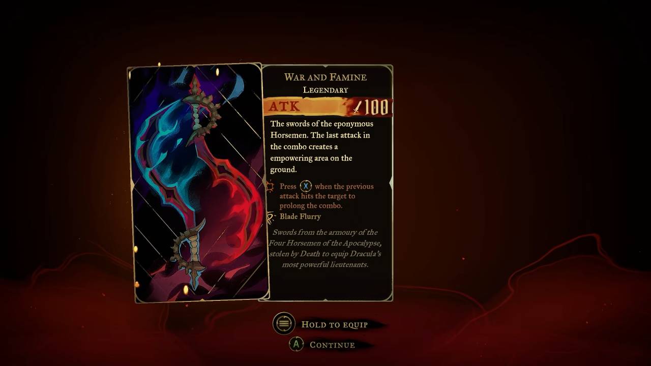 Castlevania: Belmont's Curse Legendary Weapon War & Famine Reward