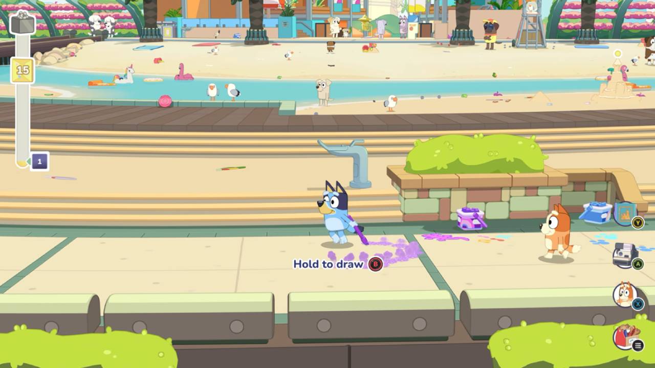 Bluey's Happy Snaps Blue is Drawing on the Ground