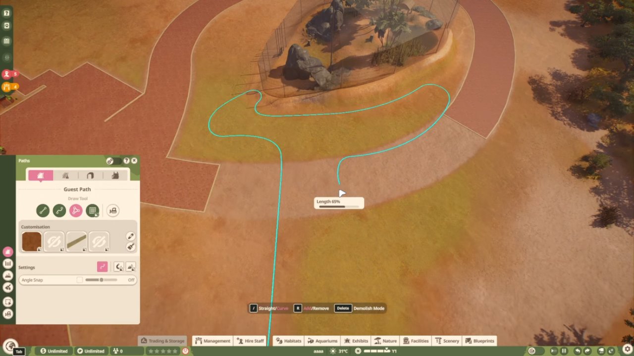 Planet Zoo 2 Guide Make Natural Walkways With the Draw Tool
