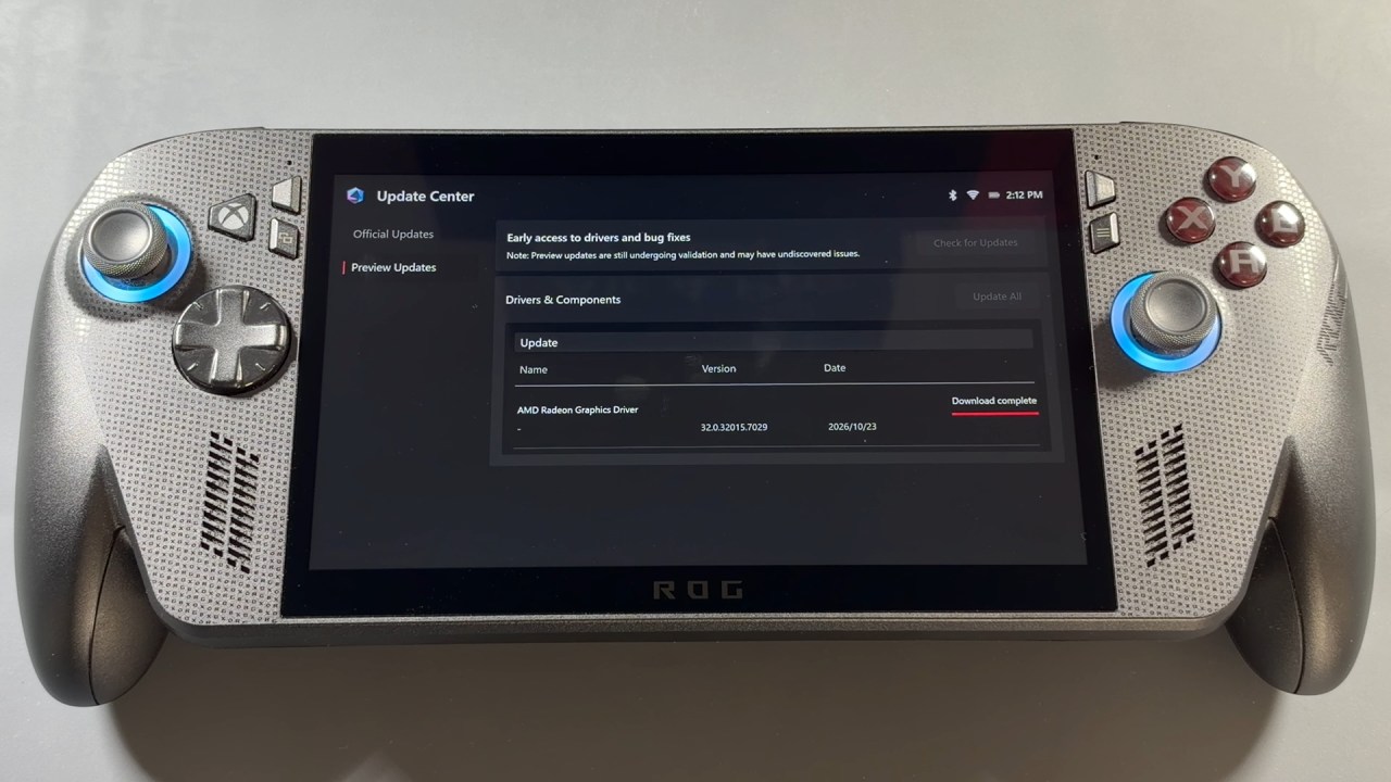ROG Ally X AMD Radeon Driver Installing