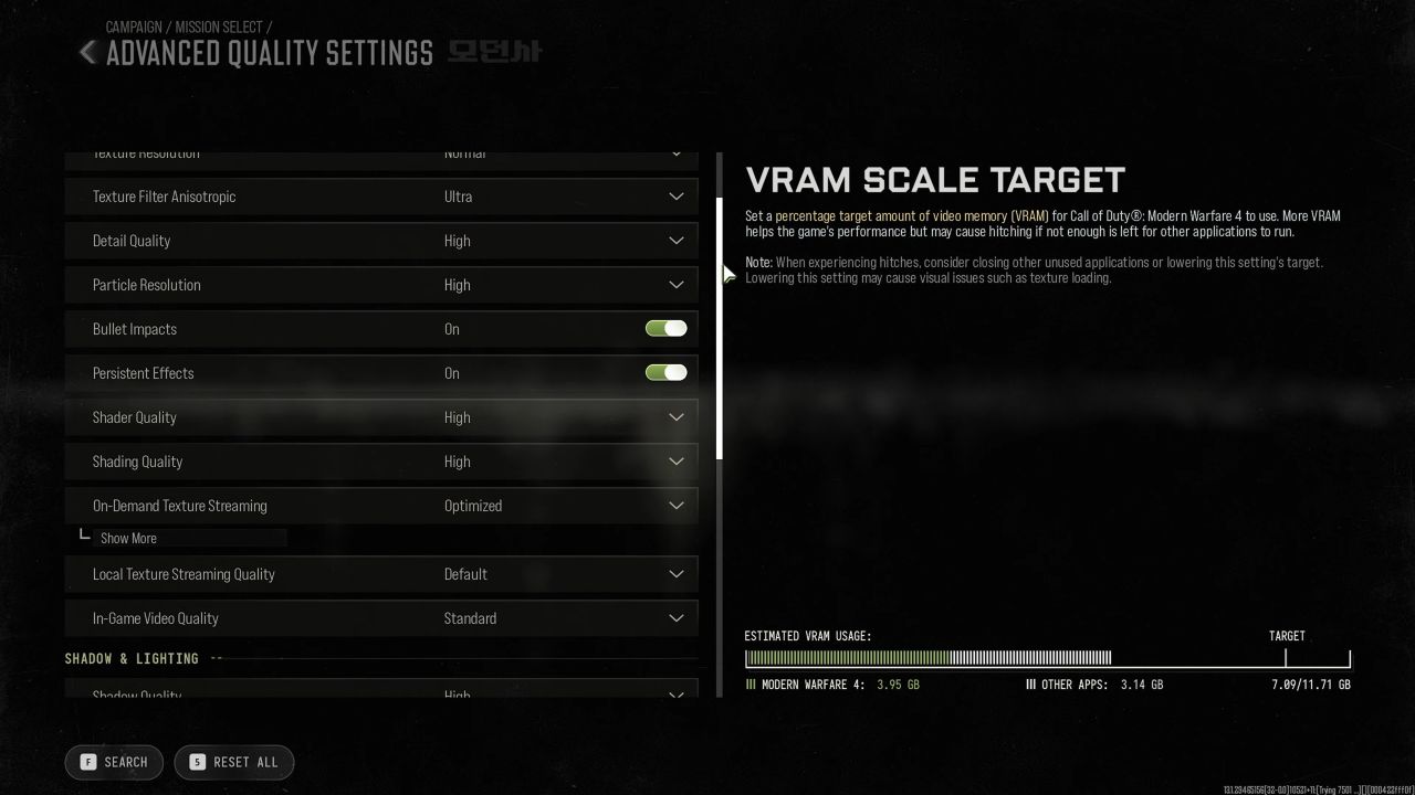 COD MW 4 Advance Video Settings