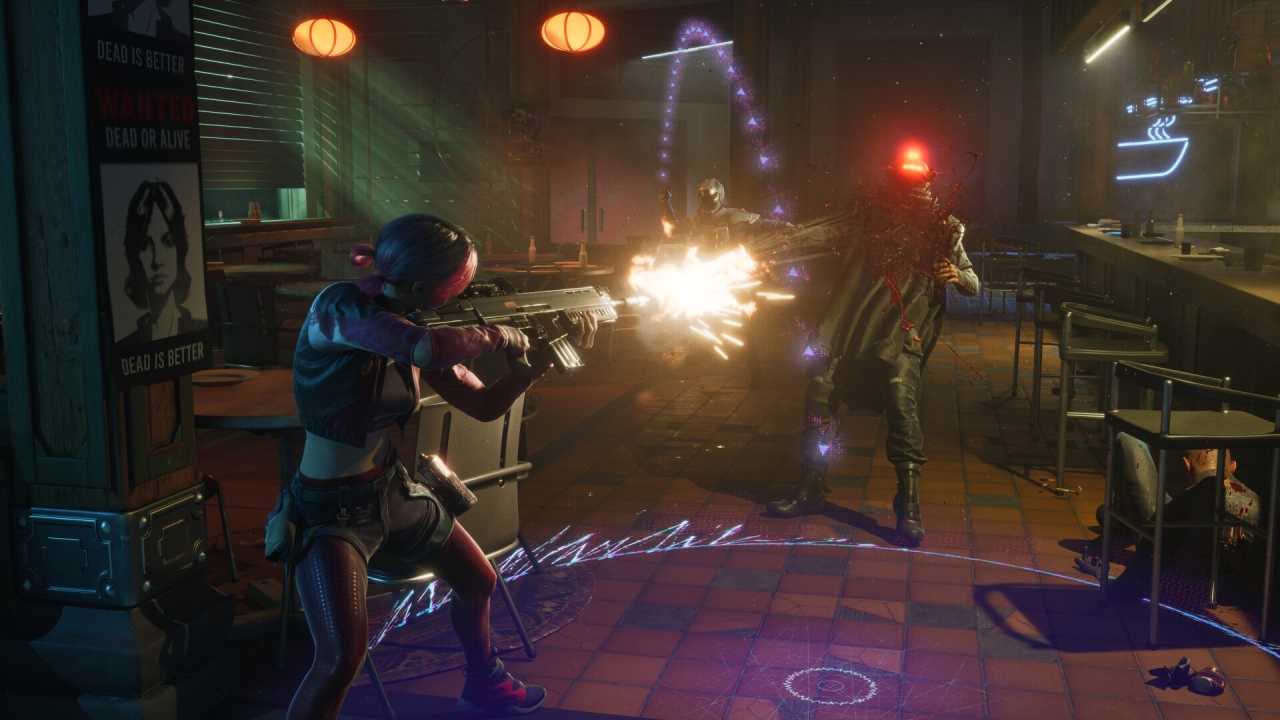 SPINE Female Protagonist Redline Shooting at Enemies